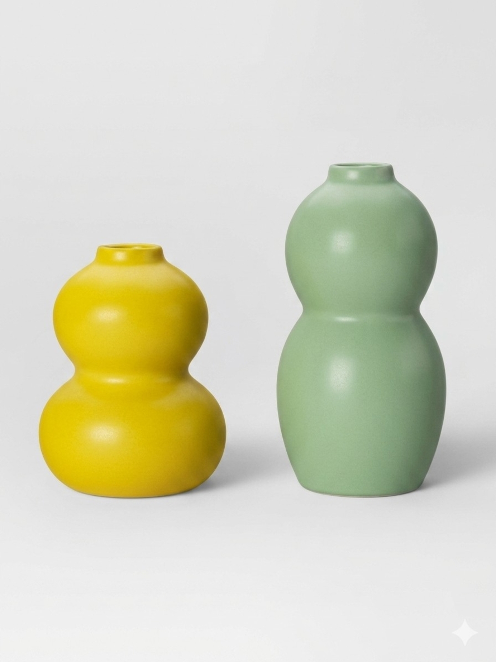Room Essentials - Colorful Yellow And Mint gourd Style Ceramic Vases